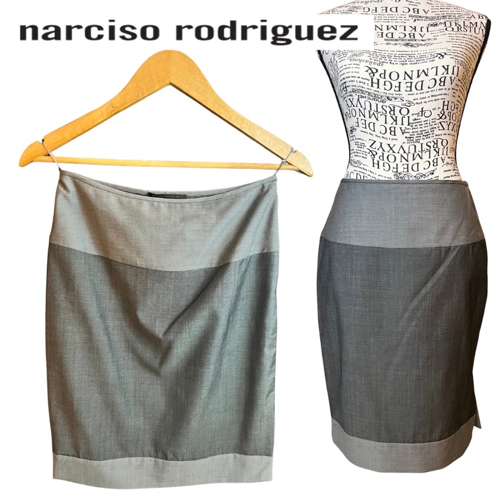 Narciso Rodriguez Two Tone Gray Designer Pencil Skirt